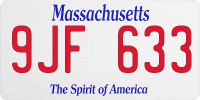 MA license plate 9JF633