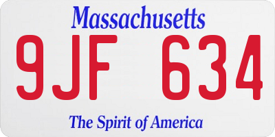 MA license plate 9JF634