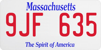 MA license plate 9JF635