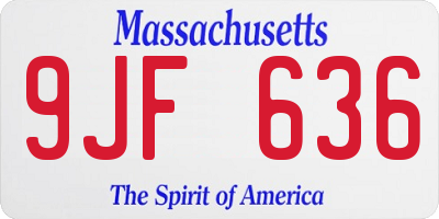 MA license plate 9JF636