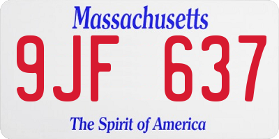 MA license plate 9JF637