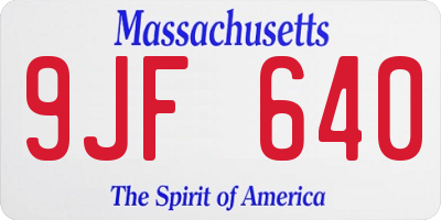 MA license plate 9JF640