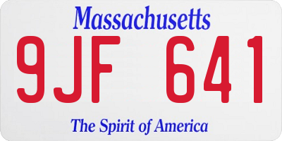 MA license plate 9JF641