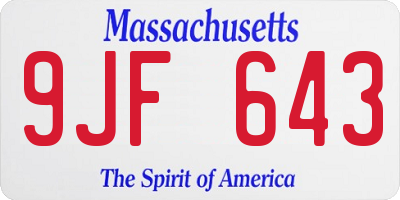 MA license plate 9JF643