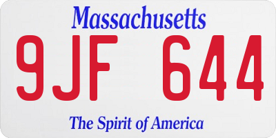 MA license plate 9JF644