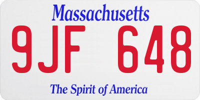 MA license plate 9JF648