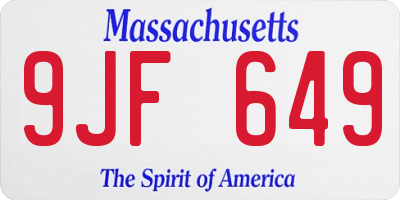 MA license plate 9JF649