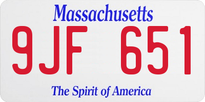 MA license plate 9JF651