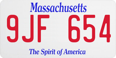 MA license plate 9JF654