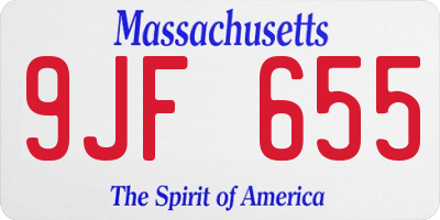 MA license plate 9JF655