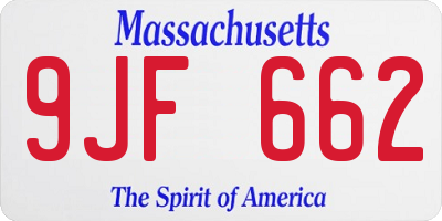 MA license plate 9JF662