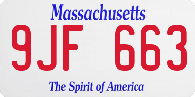 MA license plate 9JF663