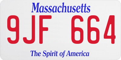 MA license plate 9JF664