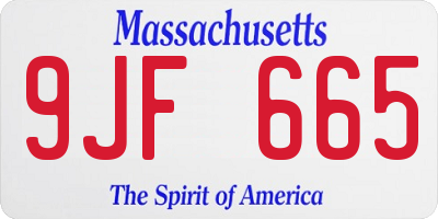 MA license plate 9JF665