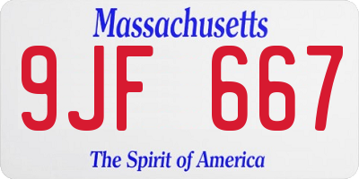 MA license plate 9JF667