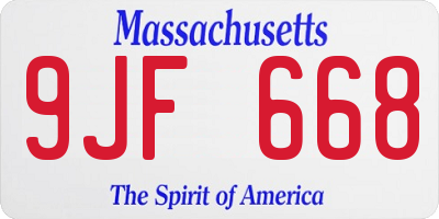 MA license plate 9JF668