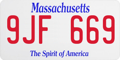 MA license plate 9JF669