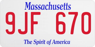 MA license plate 9JF670