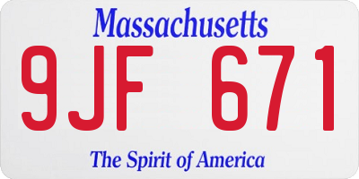 MA license plate 9JF671