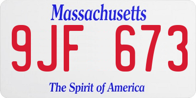 MA license plate 9JF673
