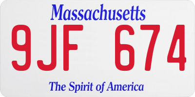 MA license plate 9JF674