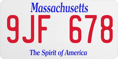 MA license plate 9JF678