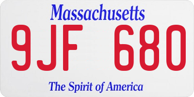 MA license plate 9JF680