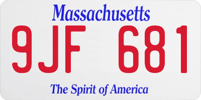 MA license plate 9JF681