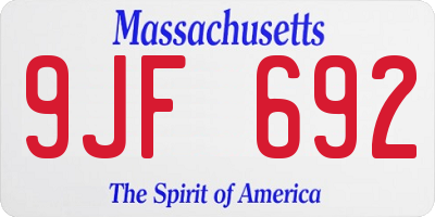 MA license plate 9JF692