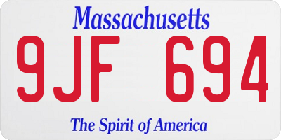 MA license plate 9JF694