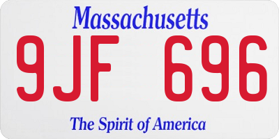 MA license plate 9JF696