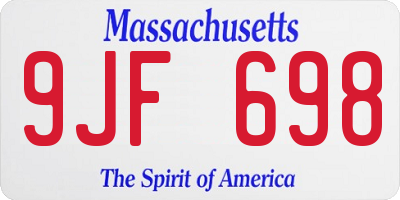 MA license plate 9JF698