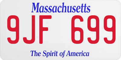 MA license plate 9JF699