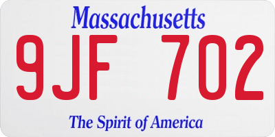 MA license plate 9JF702
