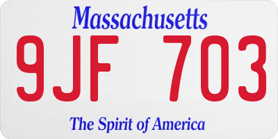 MA license plate 9JF703