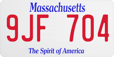 MA license plate 9JF704
