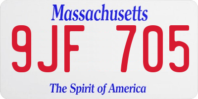 MA license plate 9JF705