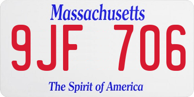 MA license plate 9JF706