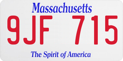 MA license plate 9JF715