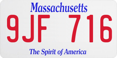 MA license plate 9JF716
