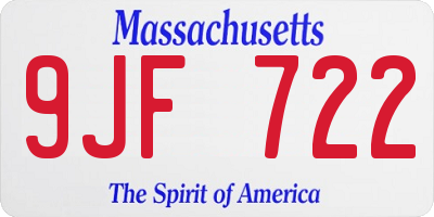 MA license plate 9JF722