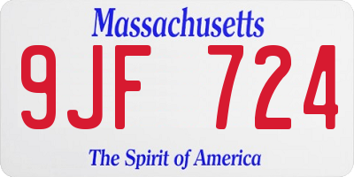 MA license plate 9JF724