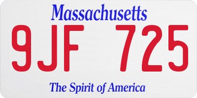 MA license plate 9JF725