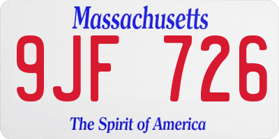 MA license plate 9JF726