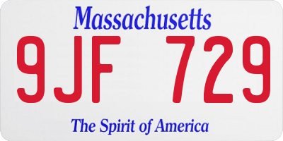 MA license plate 9JF729