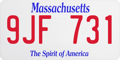 MA license plate 9JF731