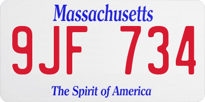 MA license plate 9JF734