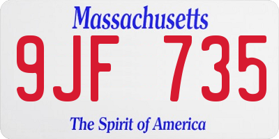 MA license plate 9JF735