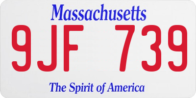 MA license plate 9JF739
