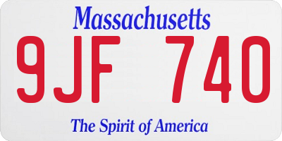 MA license plate 9JF740